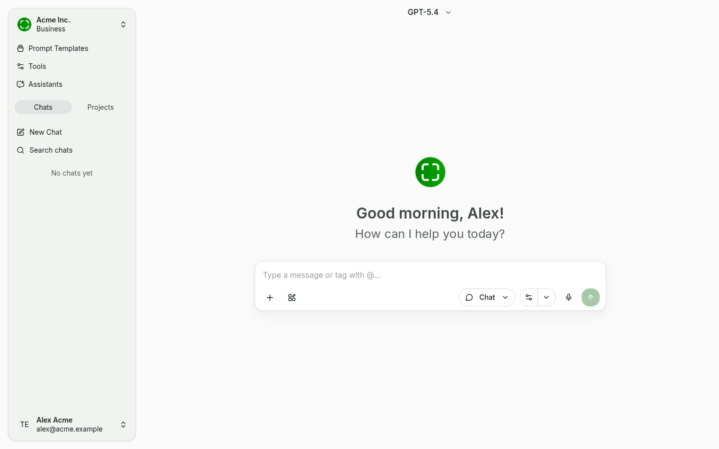 nunq main interface with sidebar, model picker and chat input
